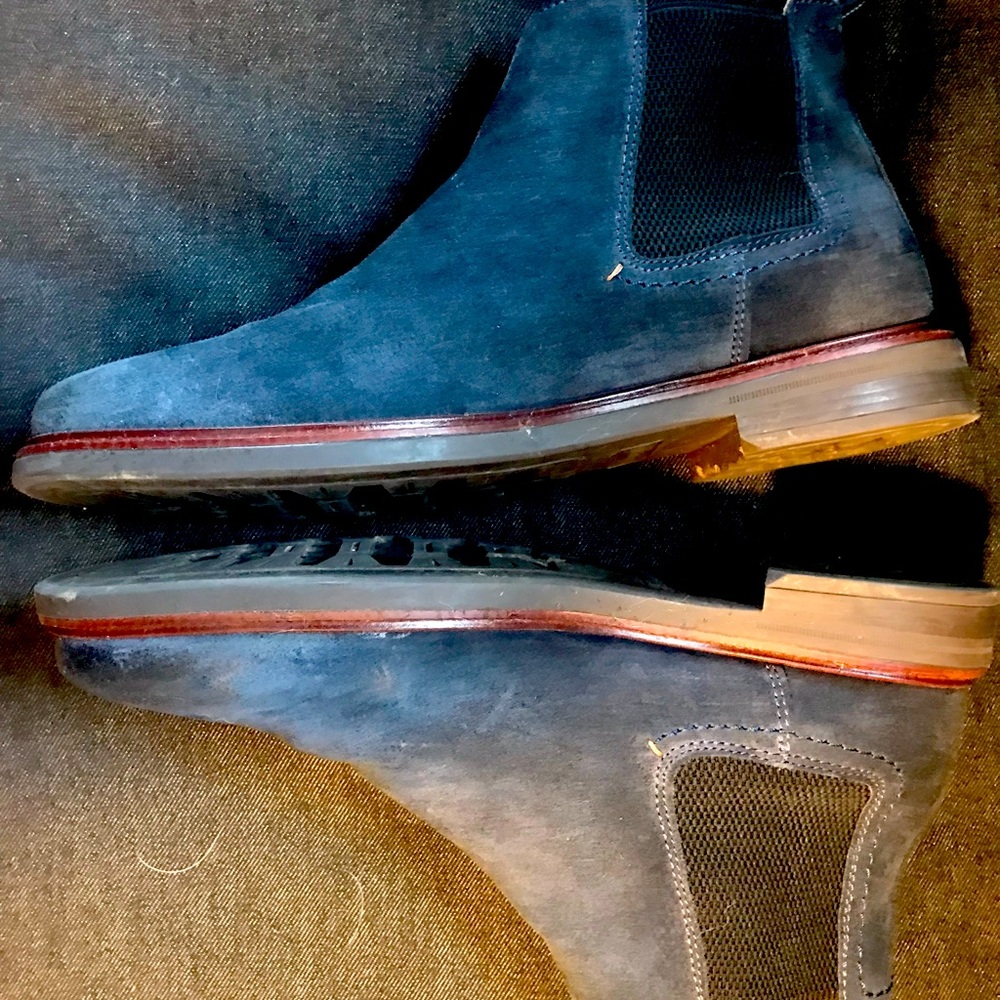 Blue Suede Salamander Slip On Boots